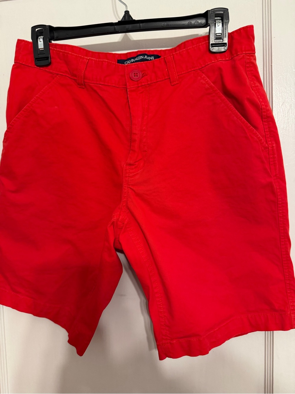Calvin Klein Jeans Men’s Bright Red Flat Front Shorts